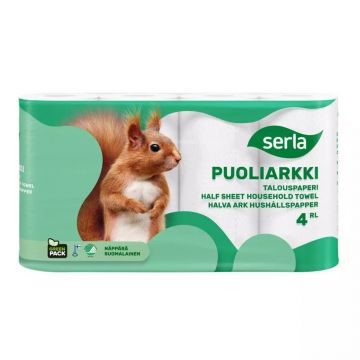 Serla Talouspaperi puoliarkki valkoinen 4rl